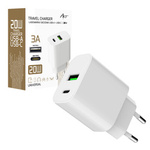 ŁADOWARKA SIECIOWA EKO PD/QC 4.0 1x USB-C 1x USB-A 3A 20W ART