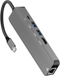 ADAPTER USB-C męski / HDMI żeński 4K 30Hz / ETHERNET / 2xUSB3.0 / 1x USB-C (ALU) 15cm ART